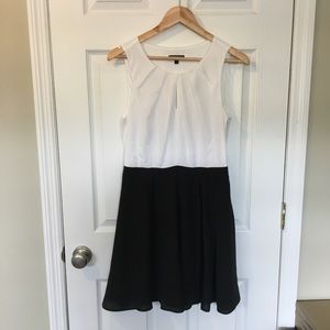 Express | Black and White Fit and Flare Dress